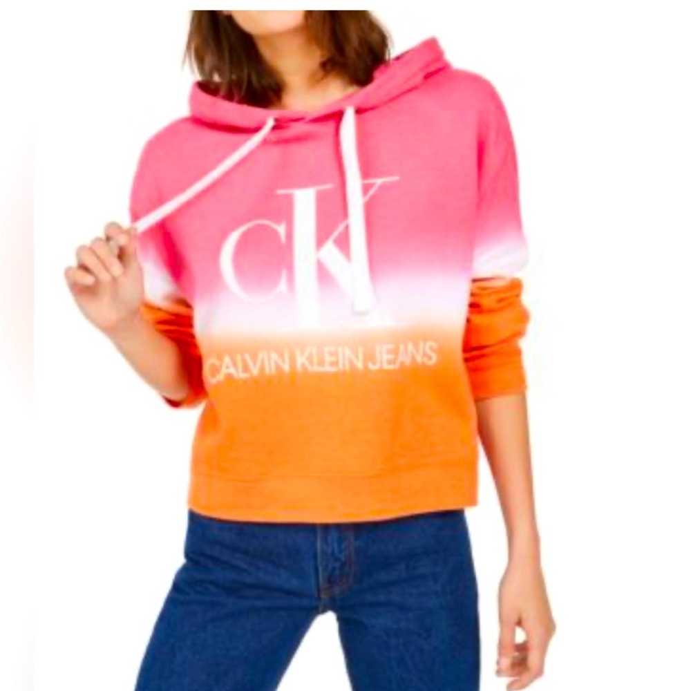 Calvin Klein Jeans Pink and Orange Ombre Hoodie Size XS
